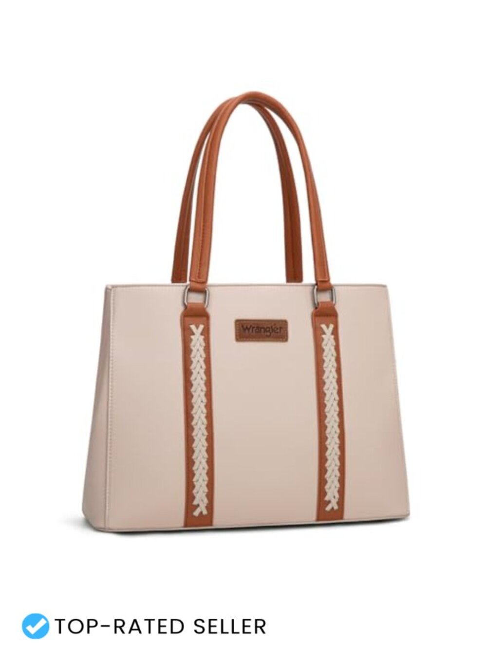 Wrangler Whipstitch Tote Bag for Women, Double Compartment Purse, Fits 13.5"